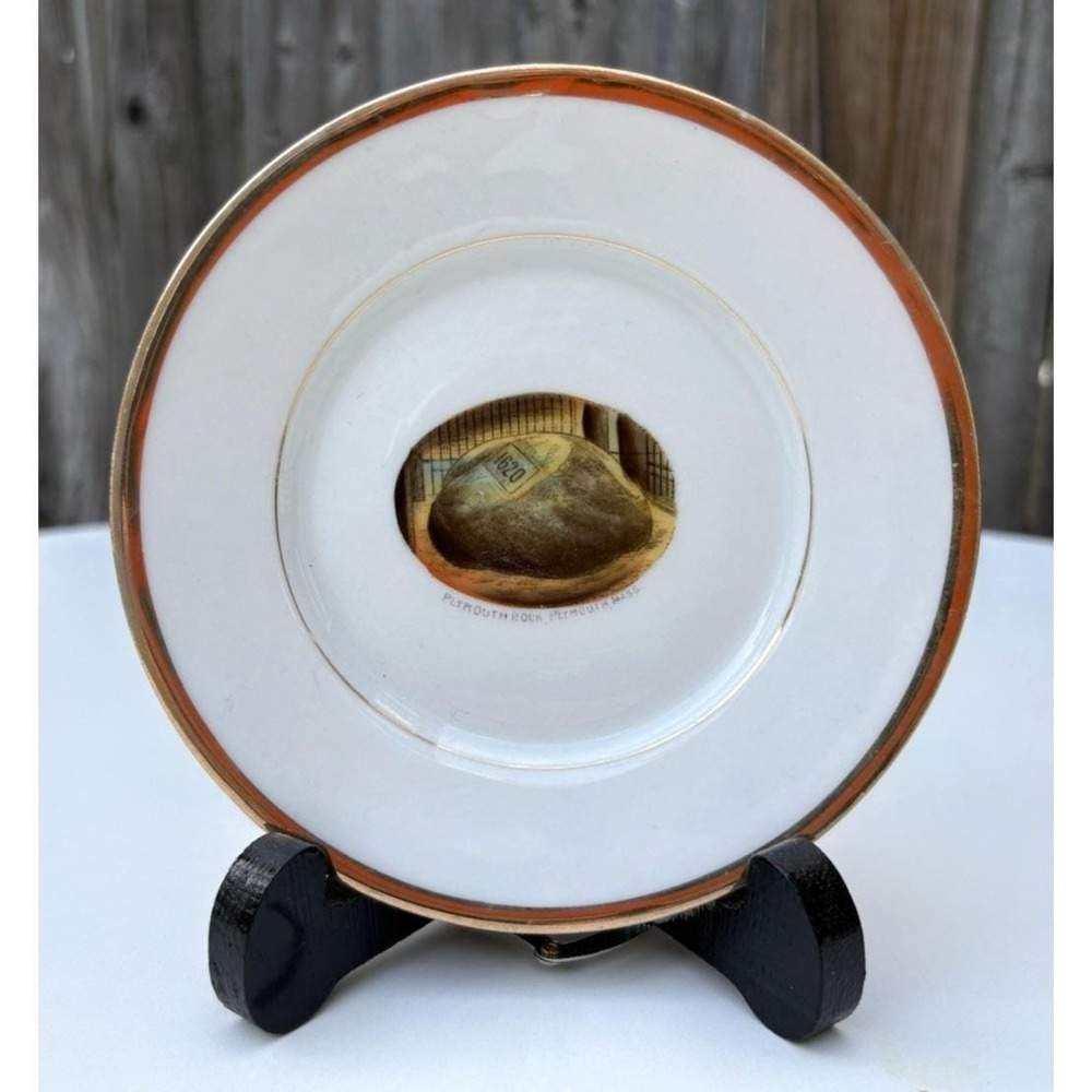 Vintage souvenir plate trinket dish Plymouth Rock Massacusetts made in Germany